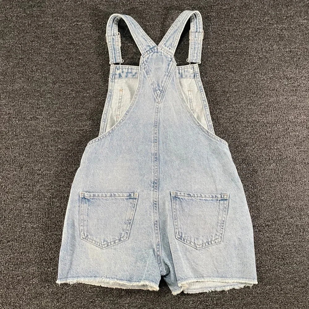 Gap Kids Denim Shortalls Kids Large Light Wash Blue New Distressed Raw Hem